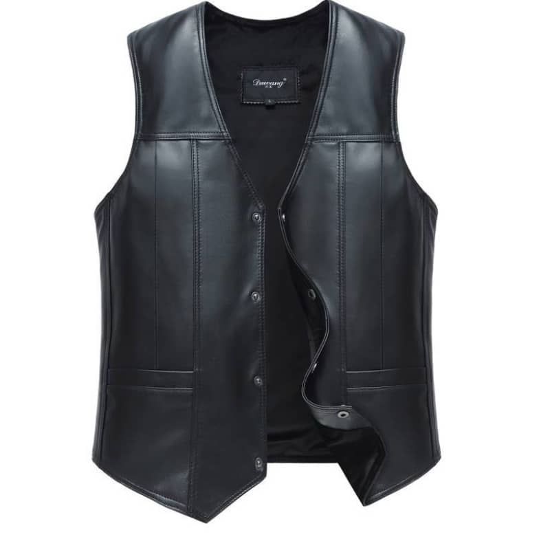 Mens Vintage Leather Biker Vest Motorcycle Jacket