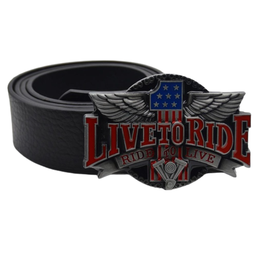 Biker Belt Live to Ride Leather Motorcycle Waistband
