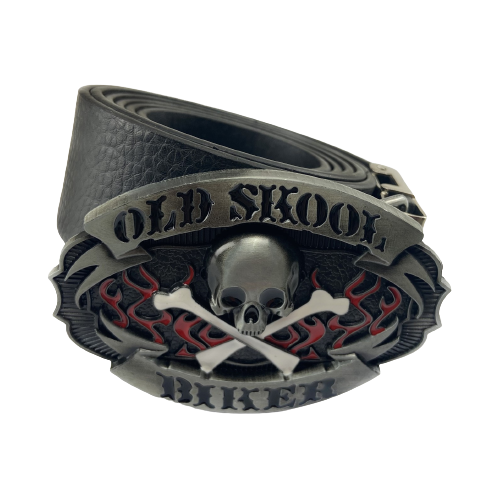 Old School Biker Leather Belt Classic Motorcycle Rider Strap