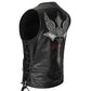 Mens Biker Leather Vest Live Fast Motorcycle Jacket