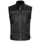 Black Leather Biker Vest Mens Motorcycle Jacket Sleeveless Outerwear