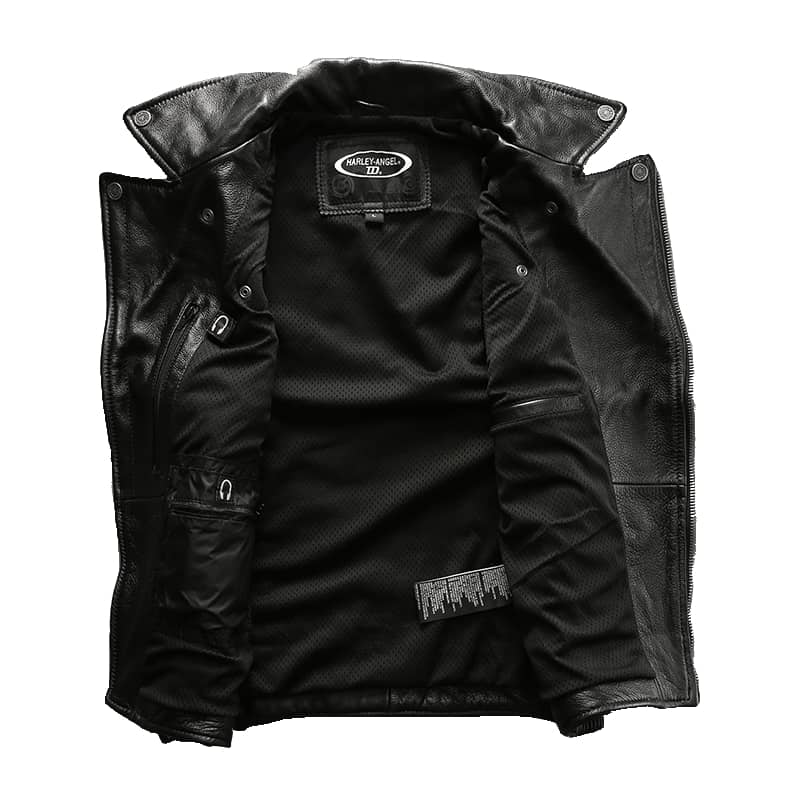 Mens Biker Leather Vest Harley Angel Road Motorcycle Jacket