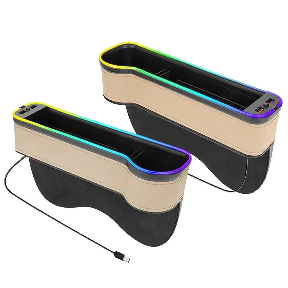 LED Car Seat Gap Organizer with Storage Pocket and Cup Holder