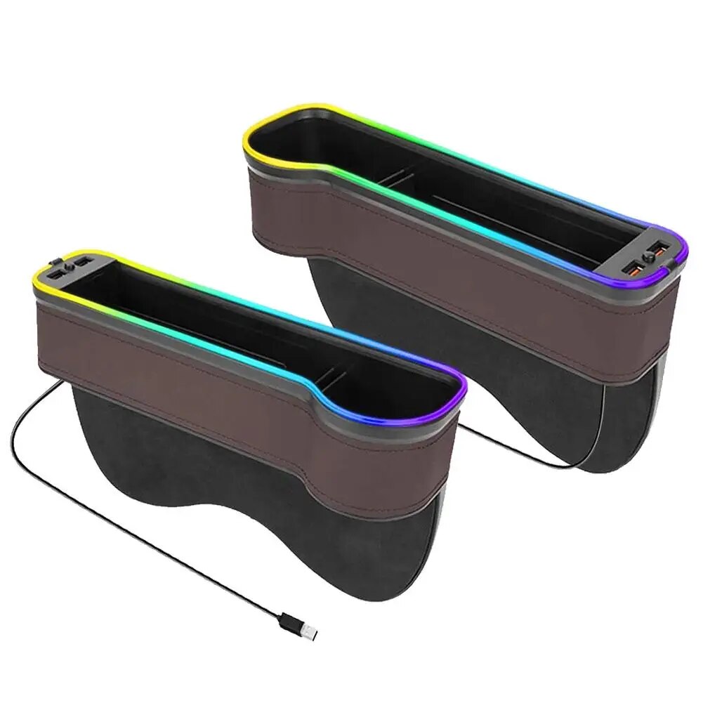 LED Car Seat Gap Organizer with Storage Pocket and Cup Holder