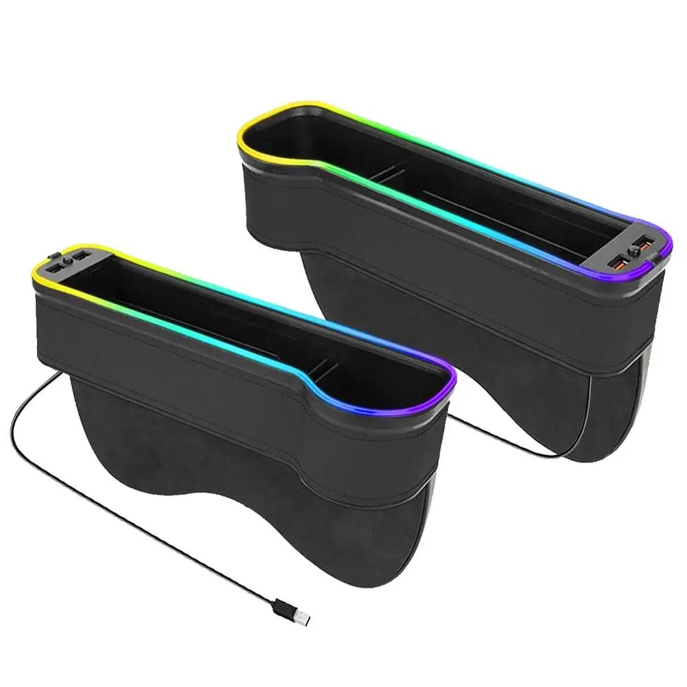 LED Car Seat Gap Organizer with Storage Pocket and Cup Holder