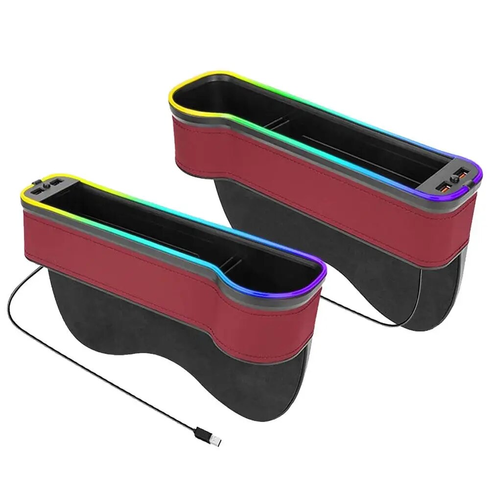 LED Car Seat Gap Organizer with Storage Pocket and Cup Holder