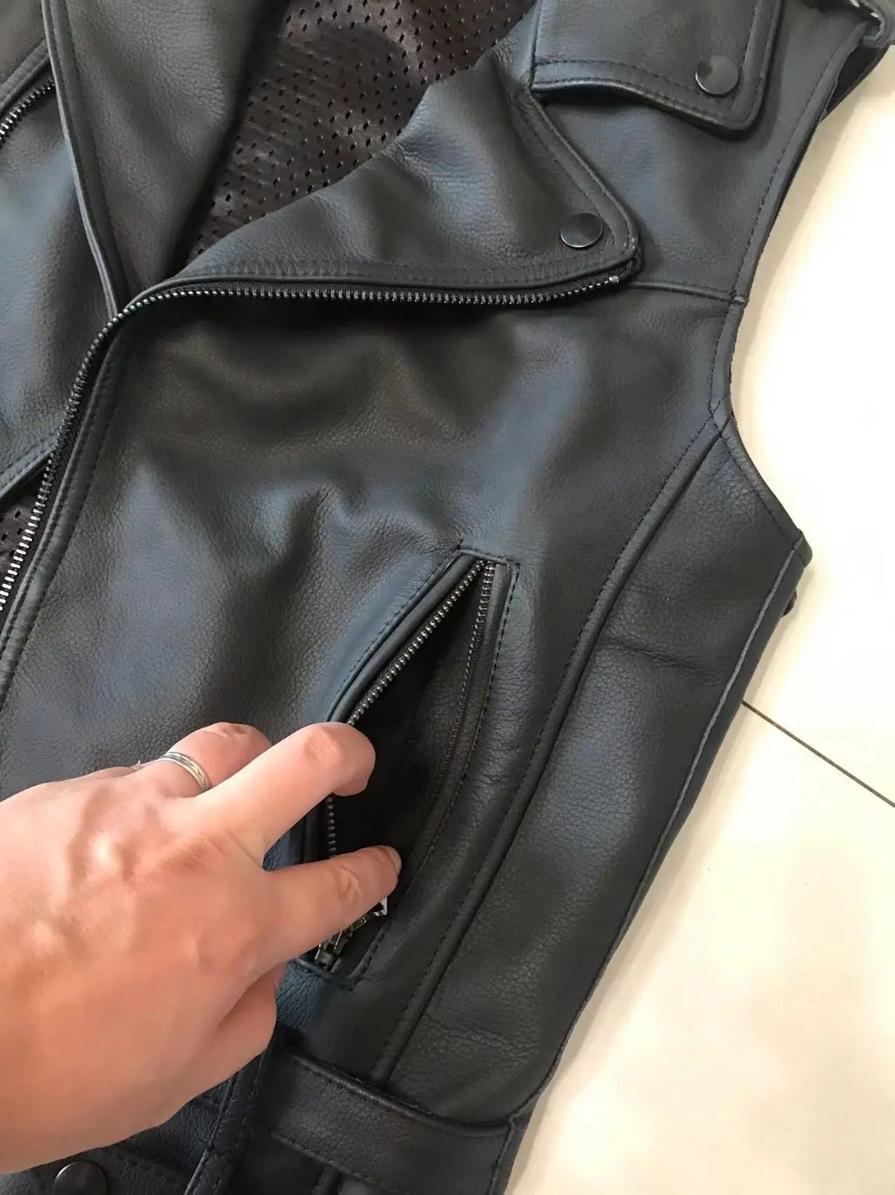 Mens Leather Biker Vest Free Biker Style Motorcycle Jacket