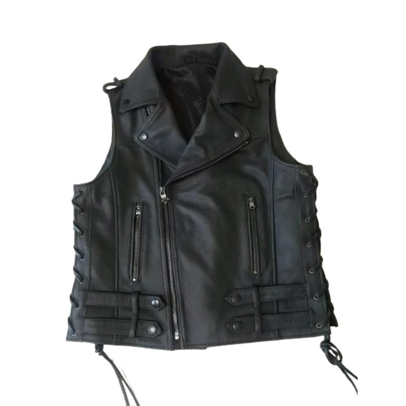 Mens Leather Biker Vest Free Biker Style Motorcycle Jacket
