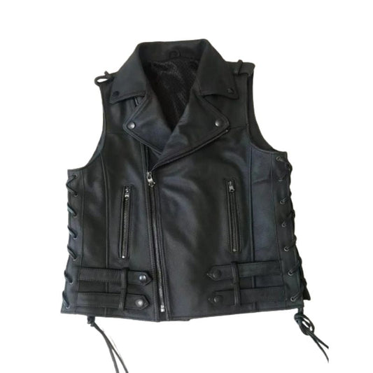 Mens Leather Biker Vest Free Biker Style Motorcycle Jacket