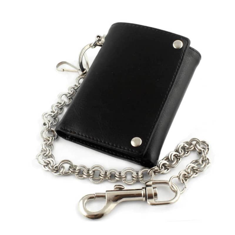 Fast Motorcycle Wallet Mens Biker Leather Wallet with Chain