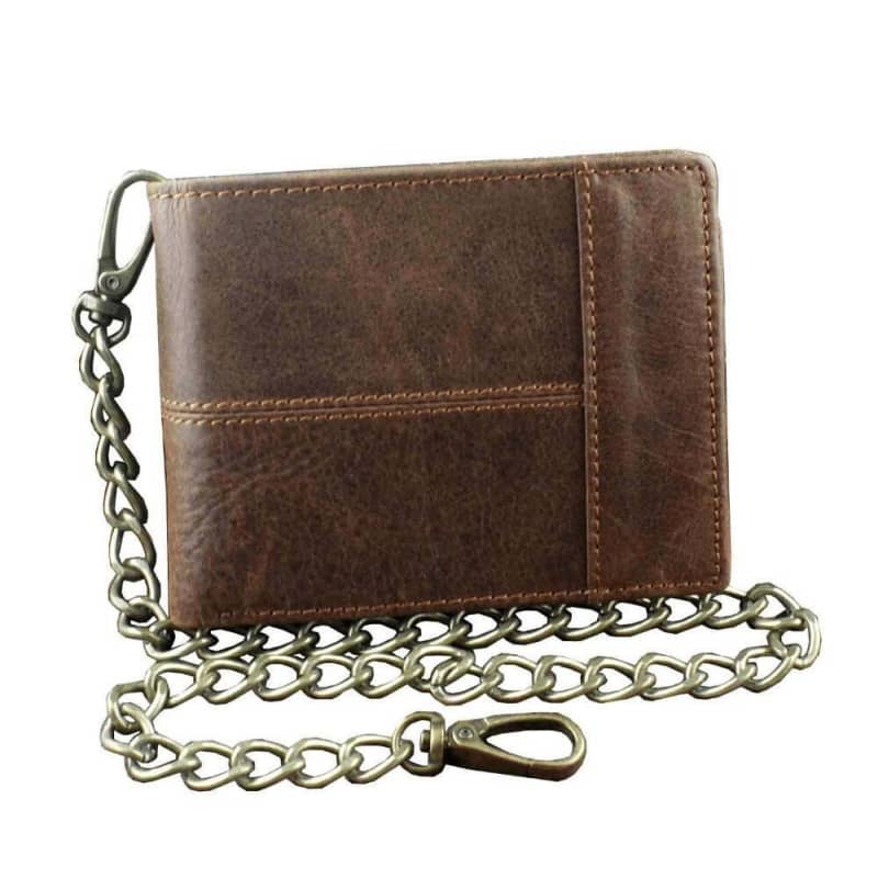 Biker Wallet with Chain Mens Leather Trucker Chain Wallet Durable Mens Wallet