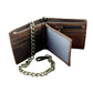 Biker Wallet with Chain Mens Leather Trucker Chain Wallet Durable Mens Wallet