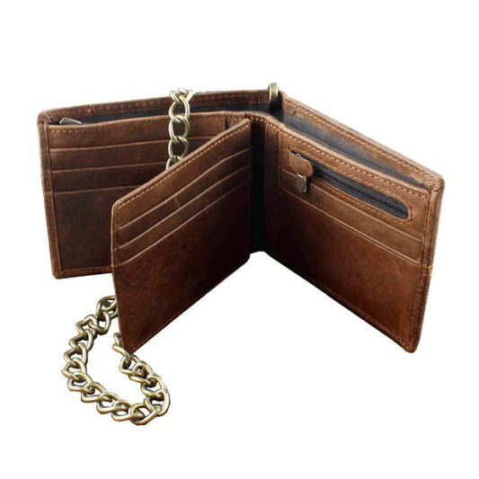 Biker Wallet with Chain Mens Leather Trucker Chain Wallet Durable Mens Wallet