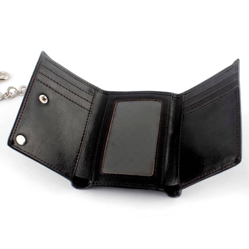Fast Motorcycle Wallet Mens Biker Leather Wallet with Chain