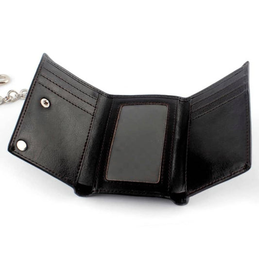 Fast Motorcycle Wallet Mens Biker Leather Wallet with Chain