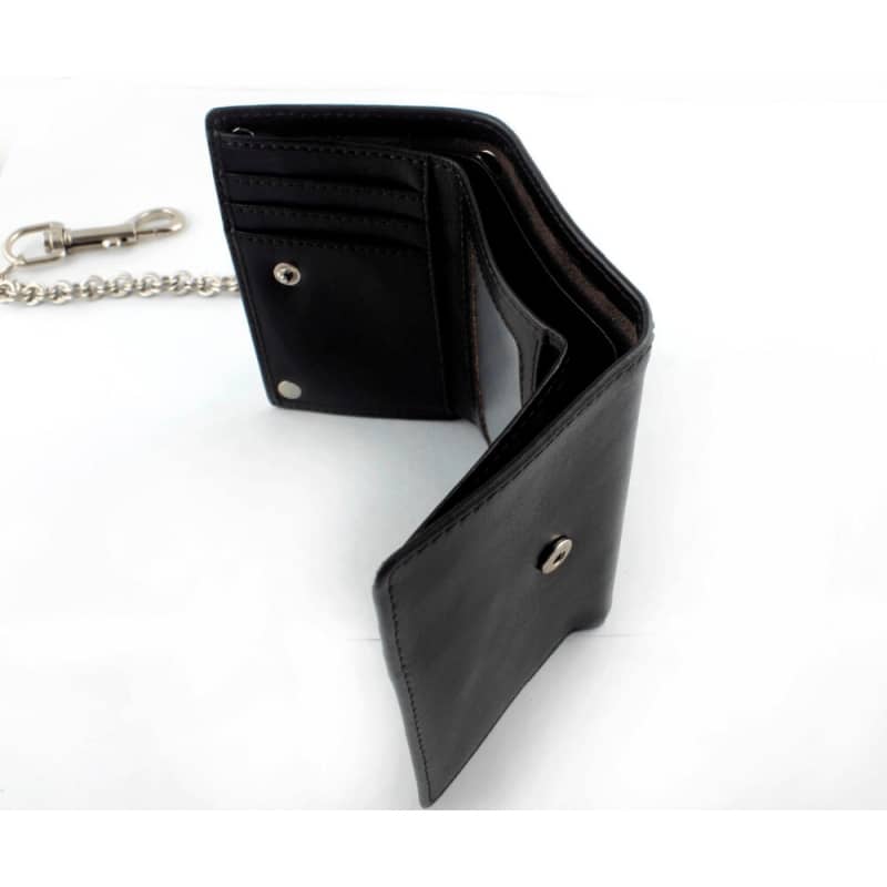 Fast Motorcycle Wallet Mens Biker Leather Wallet with Chain