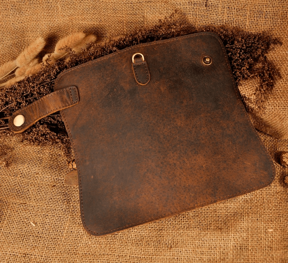Distressed Brown Biker Wallet Genuine Leather Mens Slim Wallet