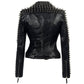 Womens Studded Biker Jacket Classic Leather Moto Perfecto