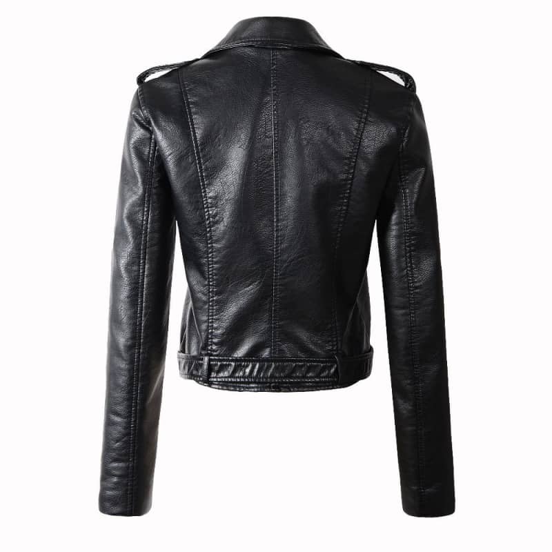 Womens Black Biker Jacket Lisa Slim Fit Motorcycle Coat