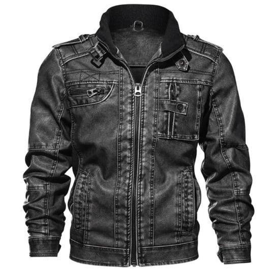 Mens Biker Jacket Frea Stylish Motorcycle Leather Coat