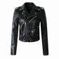 Womens Black Biker Jacket Lisa Slim Fit Motorcycle Coat