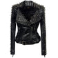 Womens Studded Biker Jacket Classic Leather Moto Perfecto